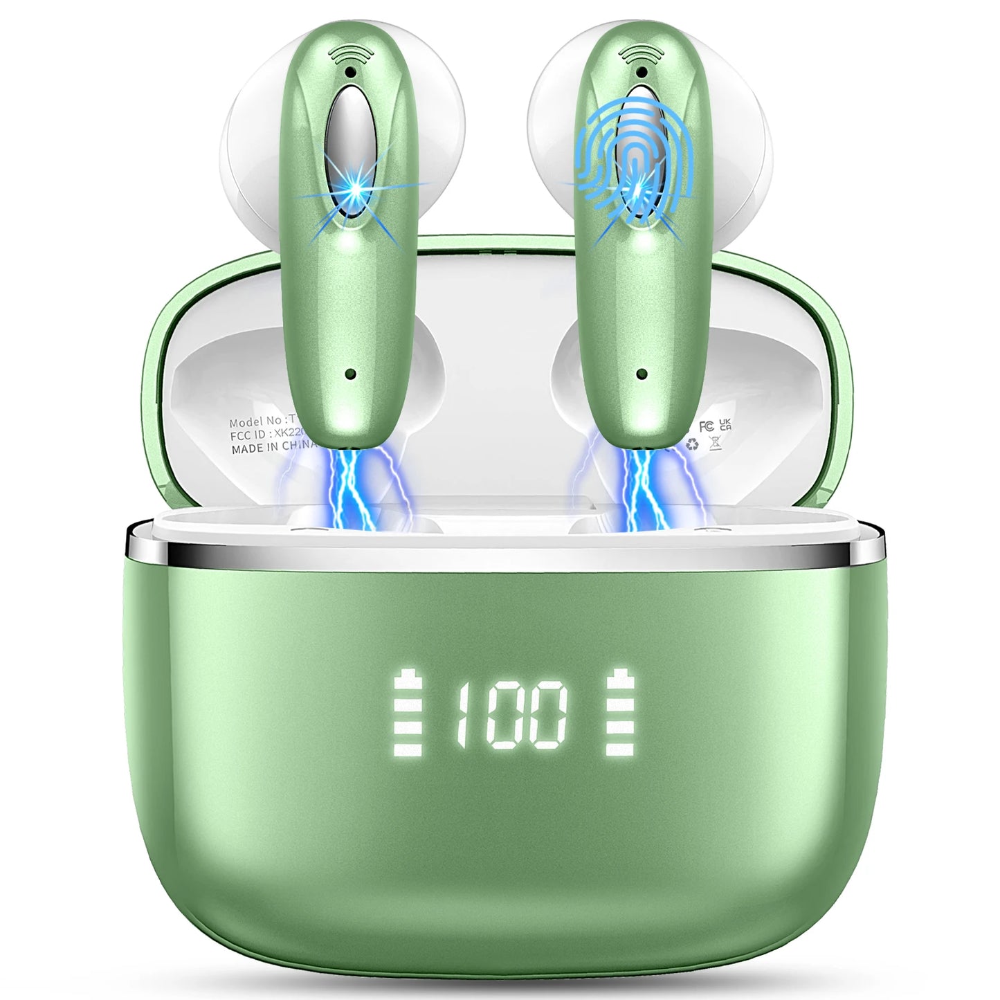 Wireless Music™ wireless earbuds with Noise Canceling Mic, 40H LED Display Charging Case