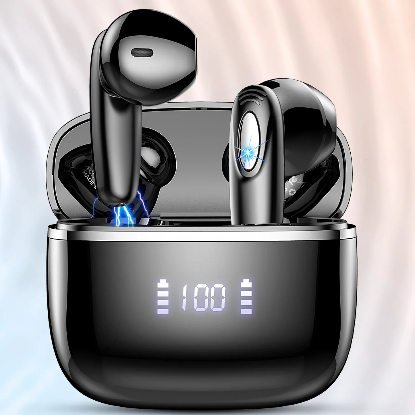 Wireless Music™ wireless earbuds with Noise Canceling Mic, 40H LED Display Charging Case