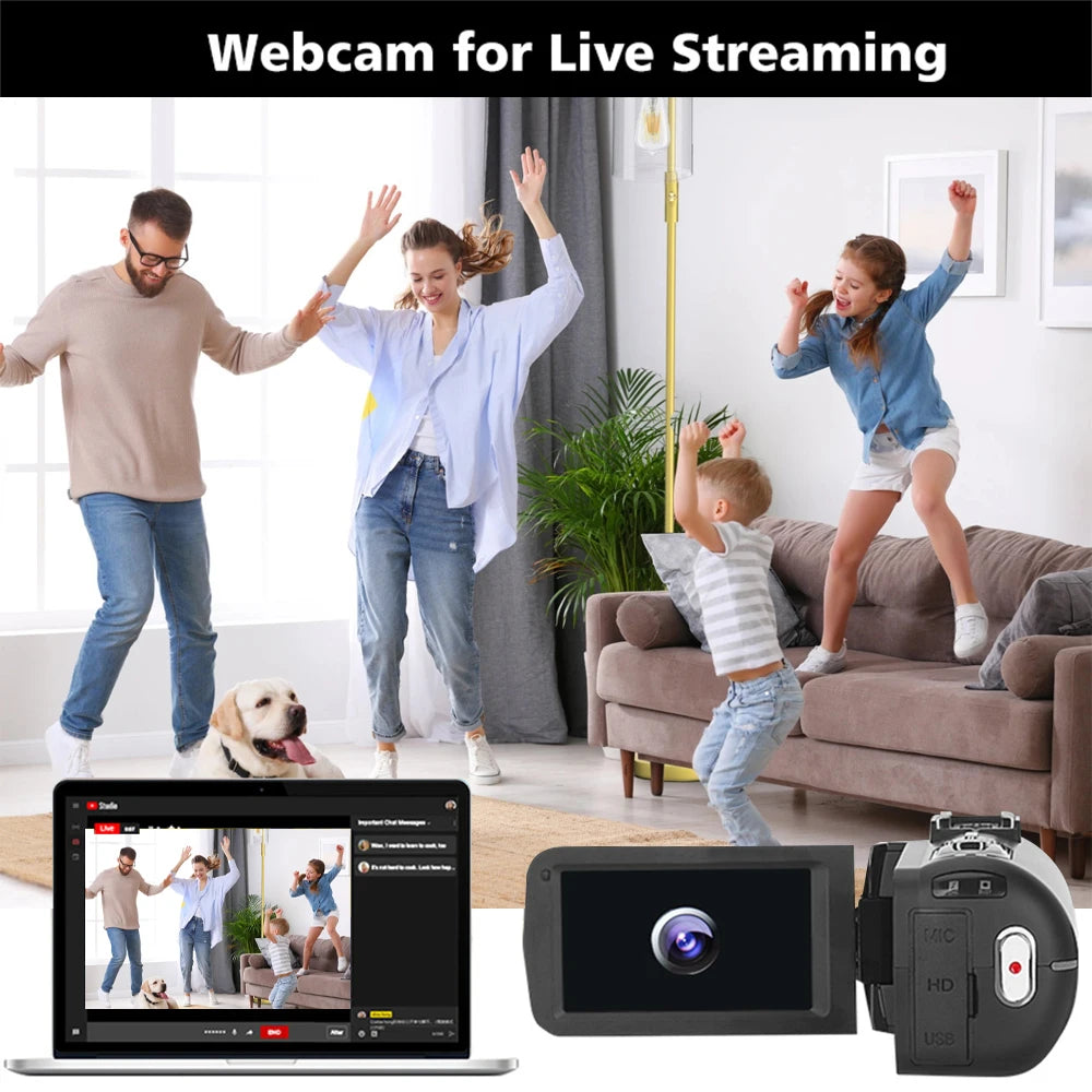 8K Digital Video Camera 64MP Professional Camera 18X igital Zoom Camera Recorder 3 Inch LCD Touch Screen Recording Camcorder