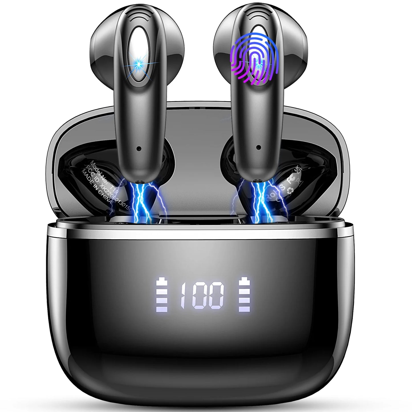 Wireless Music™ wireless earbuds with Noise Canceling Mic, 40H LED Display Charging Case